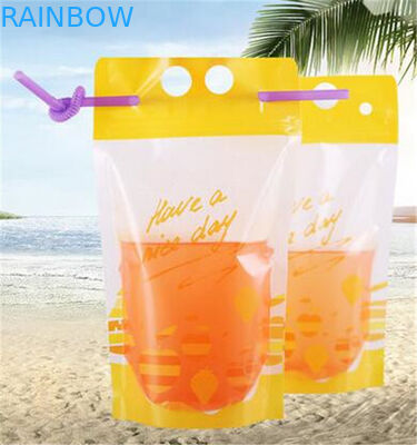 Take away customized drinking bag clear plastic zipper pouch