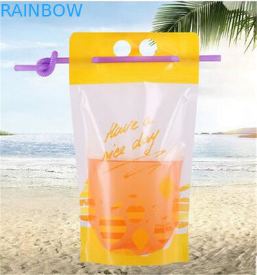 Take away customized drinking bag clear plastic zipper pouch