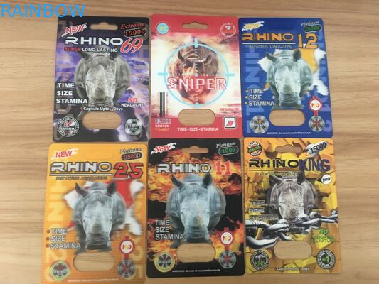 Hot sale Rhino Male Enhancement Pills Packaging Card And Display Box with 3D effect