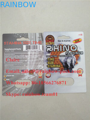 Newest 3D printed male enhancement pill plastic fold card Rhino 25 / Crazy Rhino 50k blister packaging