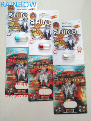 Newest 3D printed male enhancement pill plastic fold card Rhino 25 / Crazy Rhino 50k blister packaging