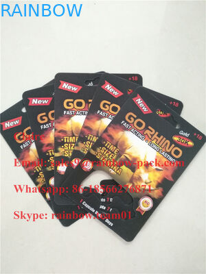 Wholesale USA rhino pill packaging blister 3D card for Go Rhino capsule container/bullet/bottle