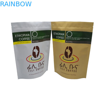 Matte Finish Foil Lined Stand Up Zipper Packaging Bag 500g Coffee Bag
