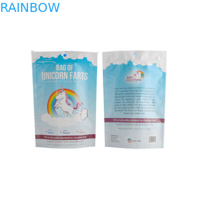 Laminated Plastic Alumimum Foil Pouch Packaging k White Blue Shinny