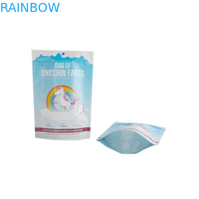 Laminated Plastic Alumimum Foil Pouch Packaging k White Blue Shinny