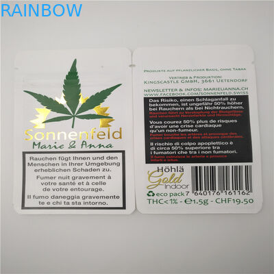 Hotstamped White Customized CBD Leaves Paper Bags , Kraft Paper Packaging For Tobacco CBD Leaves