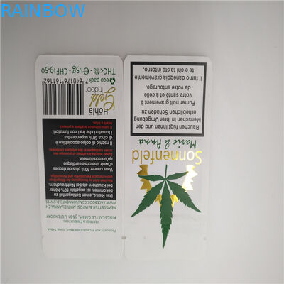 Hotstamped White Customized CBD Leaves Paper Bags , Kraft Paper Packaging For Tobacco CBD Leaves