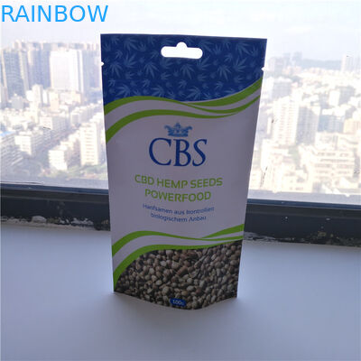 Matte White Hemp Seeds Resealable Packaging Bags , Plastic Pouch Packaging