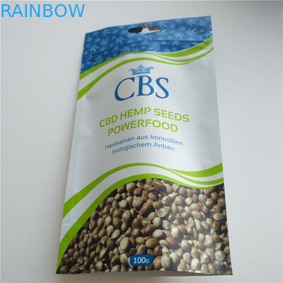 Matte White Hemp Seeds Resealable Packaging Bags , Plastic Pouch Packaging
