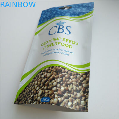 Matte White Hemp Seeds Resealable Packaging Bags , Plastic Pouch Packaging