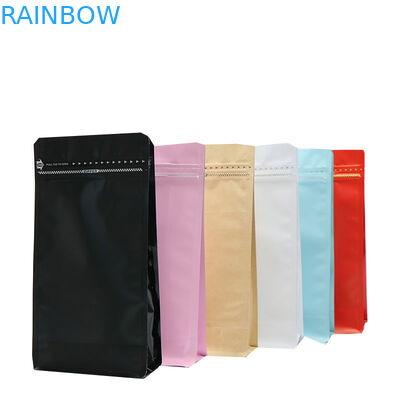 resealable laminated aluminum foil block flat bottom food Plastic packaging coffee bag 500g 1kg with valve