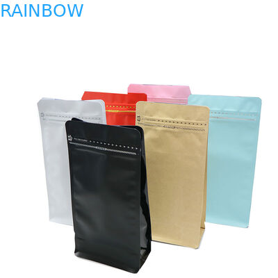 resealable laminated aluminum foil block flat bottom food Plastic packaging coffee bag 500g 1kg with valve