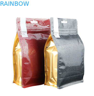 resealable laminated aluminum foil block flat bottom food Plastic packaging coffee bag 500g 1kg with valve