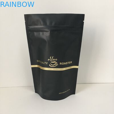 Private Label Gold Logo Aluminum Foil Lined Plastic Pouches Packaging Bag With Valve
