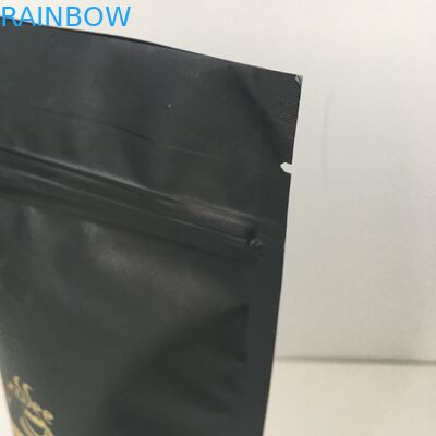 Private Label Gold Logo Aluminum Foil Lined Plastic Pouches Packaging Bag With Valve