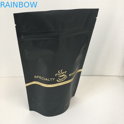 Private Label Gold Logo Aluminum Foil Lined Plastic Pouches Packaging Bag With Valve