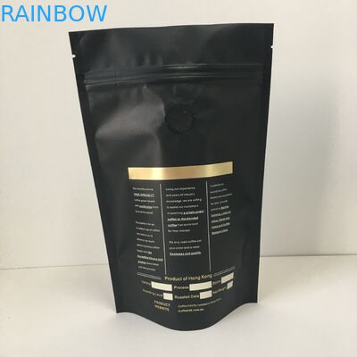 Private Label Gold Logo Aluminum Foil Lined Plastic Pouches Packaging Bag With Valve