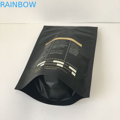 Private Label Gold Logo Aluminum Foil Lined Plastic Pouches Packaging Bag With Valve