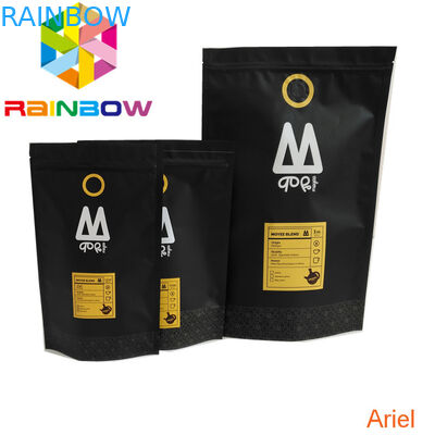 Plastic zipper matte black Snack Bag Packaging stand up resealable coffee k pouch