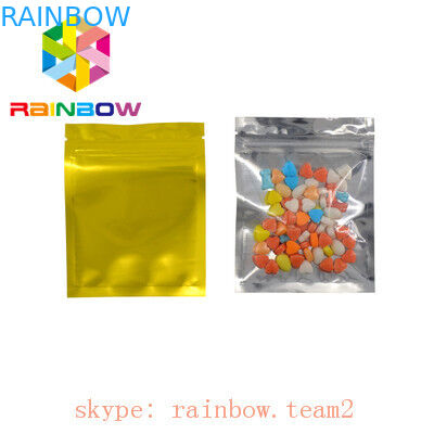 Flat three side sealed holographic mylar Foil Pouch Packaging with clear front for display