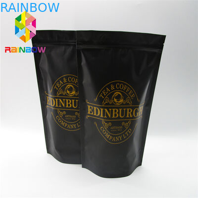 custom matte finish Plastic Pouches Packaging aluminum foil coffee bag with valve and zipper