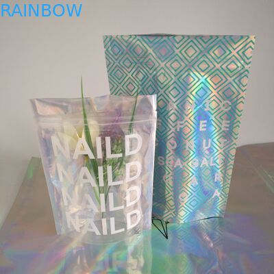 Zip Lock Plastic Pouches Packaging / Holographic Mylar Plastic Bag Laser Printed