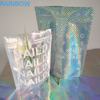 Zip Lock Plastic Pouches Packaging / Holographic Mylar Plastic Bag Laser Printed