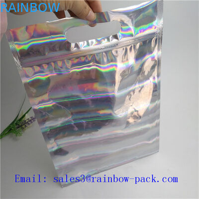 Silver Stand Up Bag Holographic Small k Seal Sachet food pouch packaging