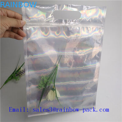 Silver Stand Up Bag Holographic Small k Seal Sachet food pouch packaging