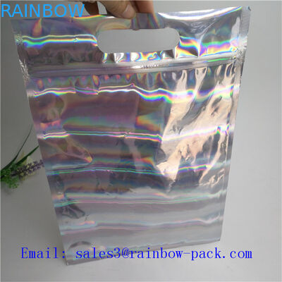 Silver Stand Up Bag Holographic Small k Seal Sachet food pouch packaging
