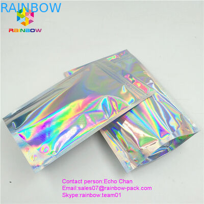 Reusable stand up holographic foil bag without printing for cosmetic or salts packing