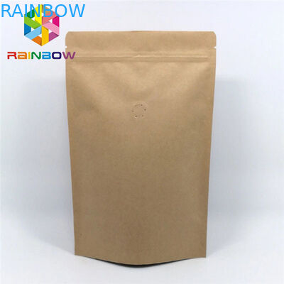 Stand Up Plastic Brown Kraft Paper Bag Customized Paper Bags With Zip lock For Coffee Bean