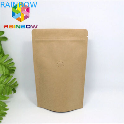 Stand Up Plastic Brown Kraft Paper Bag Customized Paper Bags With Zip lock For Coffee Bean