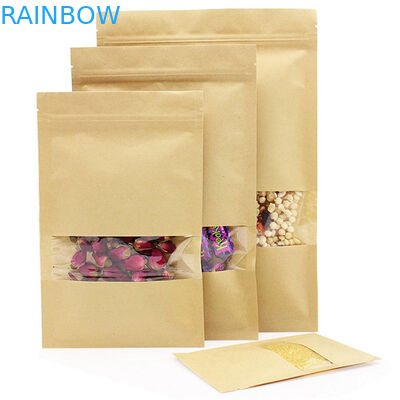 Clear Front Customized Paper Bags Zip Lock Three Side Seal Packaging Bag For Candy Nuts