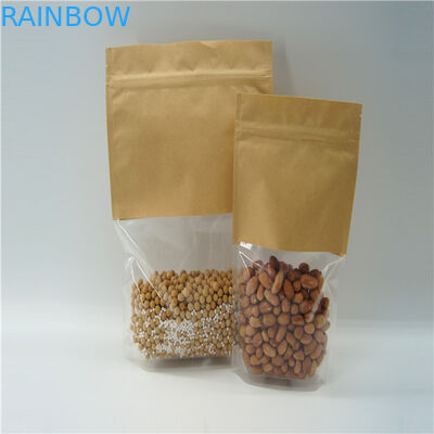 Clear Front Customized Paper Bags Zip Lock Three Side Seal Packaging Bag For Candy Nuts
