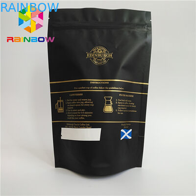 Stand Up Plastic Pouches Packaging Coffee Bag With Zipper And Valve