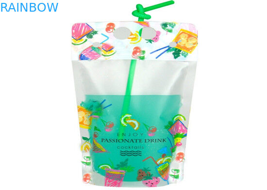 Juice Drink Stand Up Bags Custom Printing CMYK Color FDA Certificate With Handle