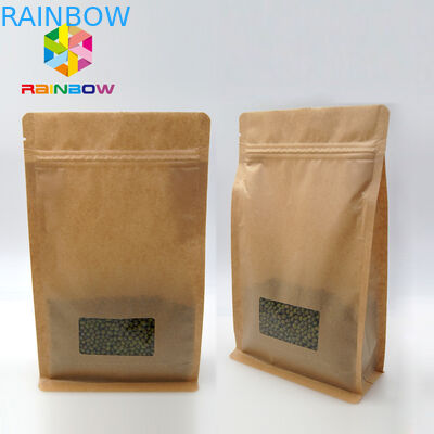 Window Kraft Paper Bags Zipper Top Sealing Customized Color For Food Packaging