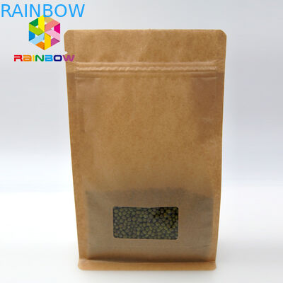 Window Kraft Paper Bags Zipper Top Sealing Customized Color For Food Packaging
