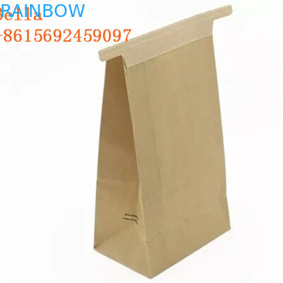 Square Block Customized Paper Bags Flat Bottom Window Kraft Paper For Coffee Bean