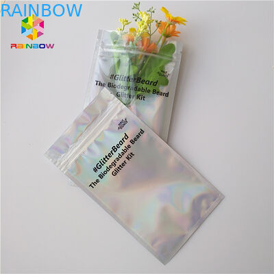Holographic Cosmetic Packaging Bag 100 - 160 Micron Thickness Environment Friendly