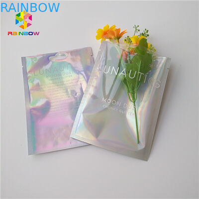 Three Side Sealed Cosmetic Packaging Bag Laster Film Material Glossy Varnish Surface