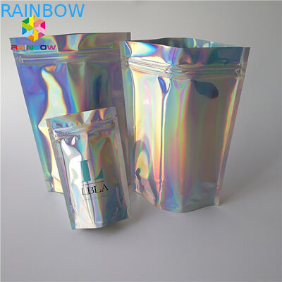 Waterproof Holographic Stand Up Pouch Glossy Finished Surface Finish