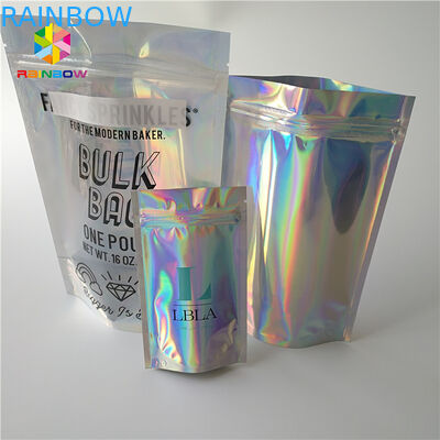 Waterproof Holographic Stand Up Pouch Glossy Finished Surface Finish