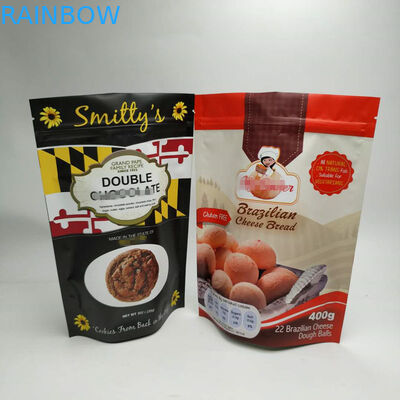 Stand Up Snack Bag Packaging Three Side Seal Round Corner With Zipper