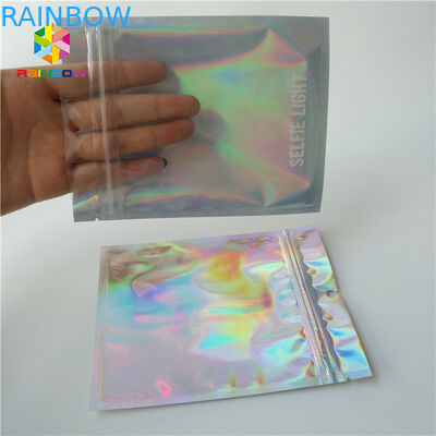 Brightly Laser Cosmetic Packaging Bag  With Clear Front / Back Holographic
