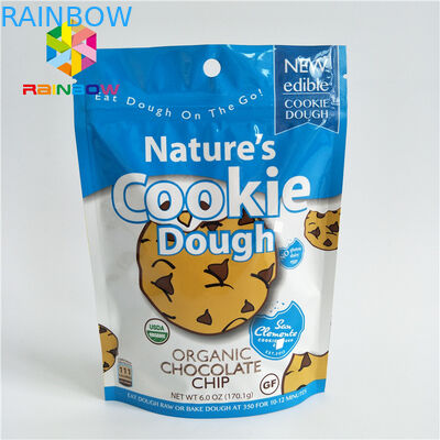 Reusable Stand Up Bags Customized Printing Tear Notches For Cookie