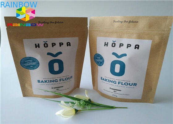 Customized printed kraft paper k stand up pouch beef jerky snack plastic packaging bag with clear window