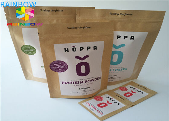 Customized printed kraft paper k stand up pouch beef jerky snack plastic packaging bag with clear window