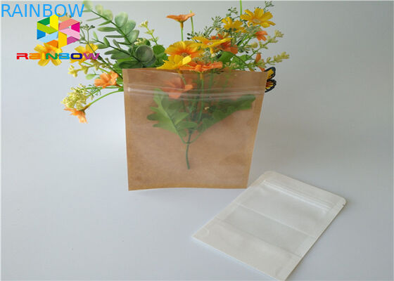 Customized printed kraft paper k stand up pouch beef jerky snack plastic packaging bag with clear window